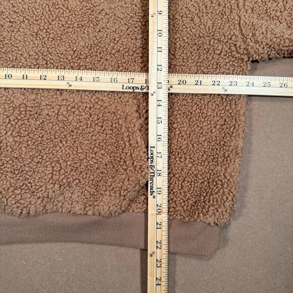 Teddy Bear Fleece Hoodie Lush Women’s Tan Fuzzy Cozy Pullover W/ Pocket Sz M - Picture 8 of 8
